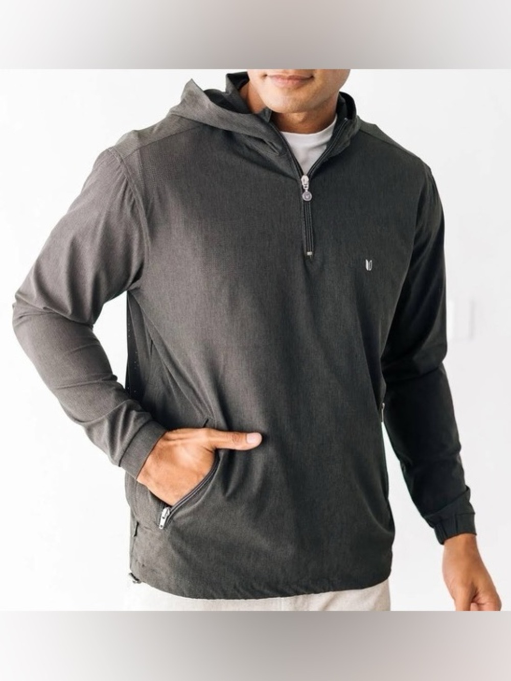 Linksoul Boardwalker AC Hooded 1/4 Zip Performance Pullover - Charcoal